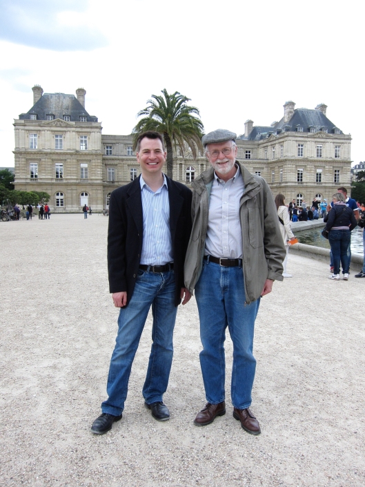 Jason and Bob, in front of the French Senate, in the jardin du Luxembourg.