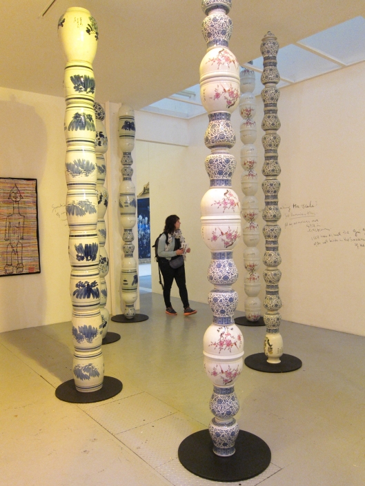 Installation by Pascale Marthine Tayou at the VnH Gallery, 108 rue Veille du Temple, until 20 June 2015.