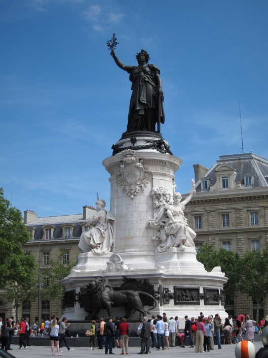 Statue of Marianne, symbol of France, in the Place de la Republique, after its renovation in 2013.